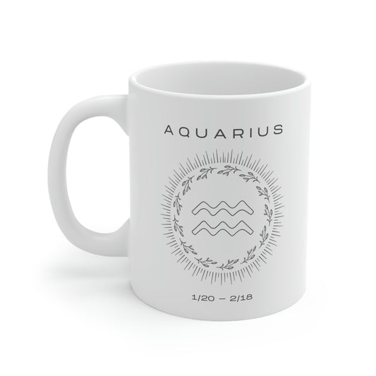 Aquarius Zodiac Symbol Ceramic Mug 11oz